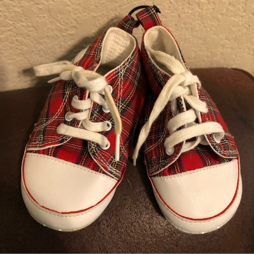 Squeakers Infant Plaid High Top Soft Shoe